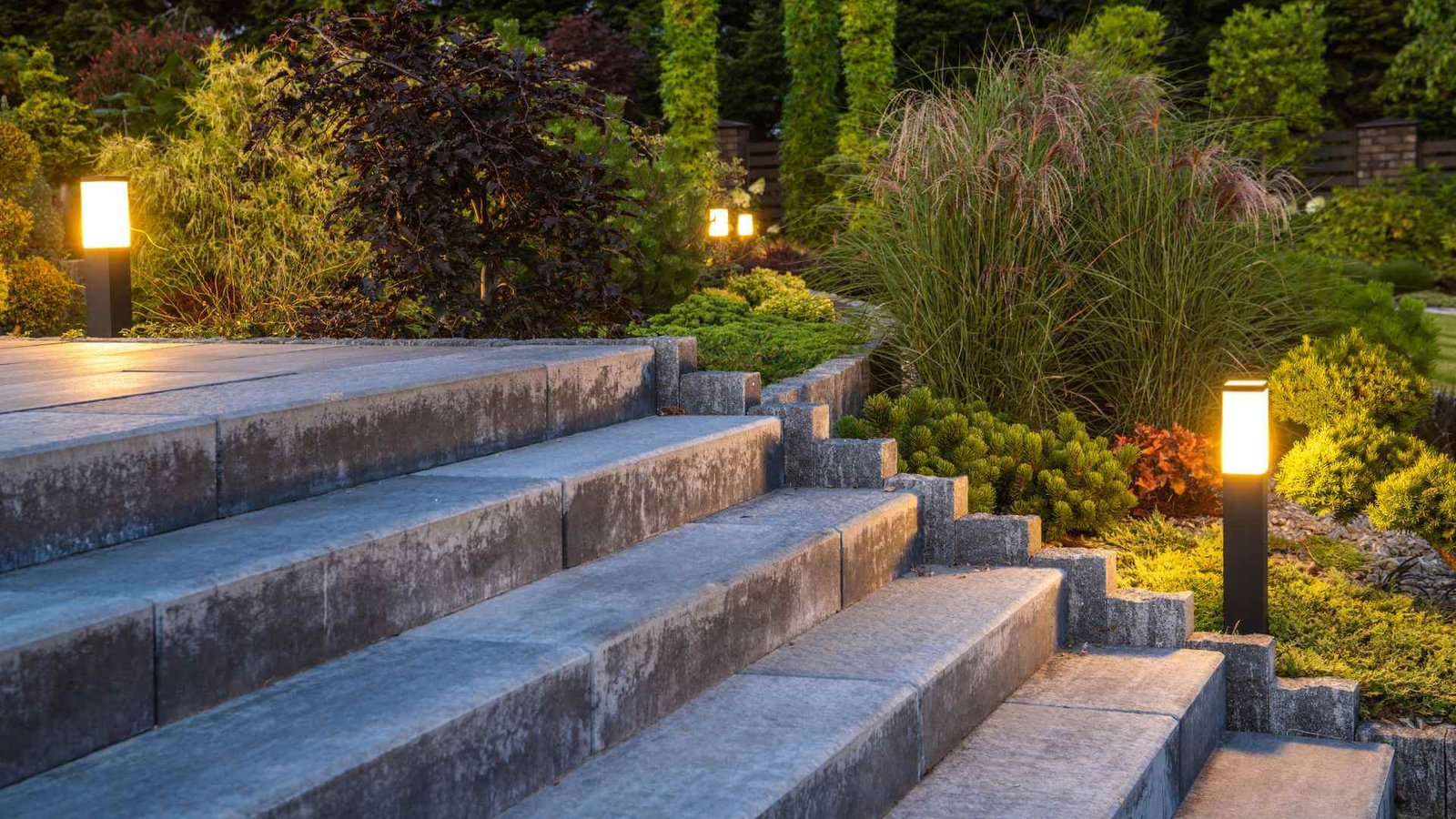 Architectural concrete driveway and house entrance