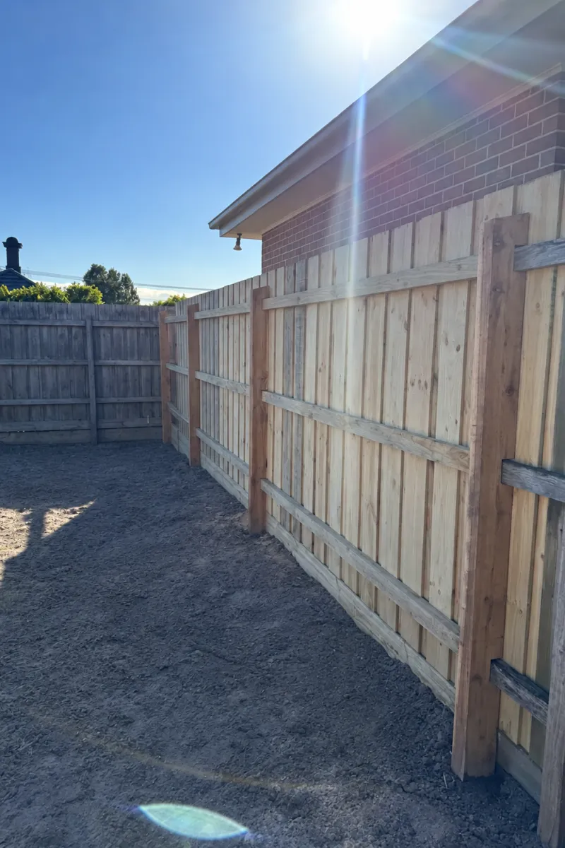 Architectural vertical hardwood timber batten boundary screen