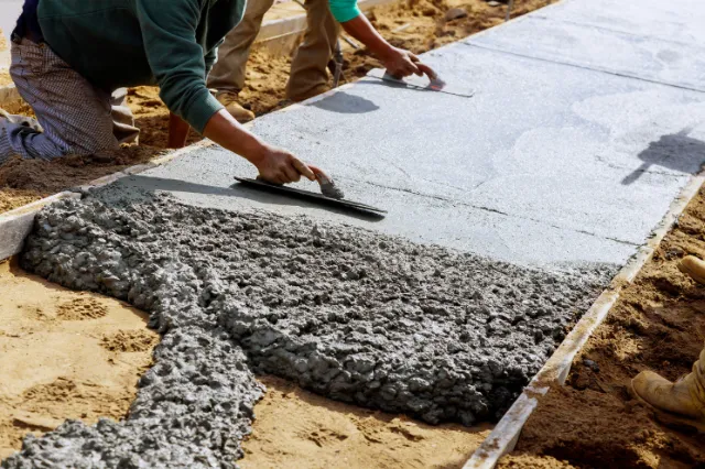 Architectural concrete driveway and house entrance